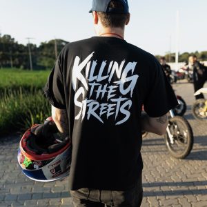 Killing The Streets T-Shirt — black tee worn, natural light